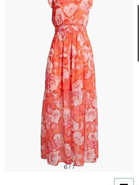 Vince Camuto Coral and Light Pink Floral Maxi Dress